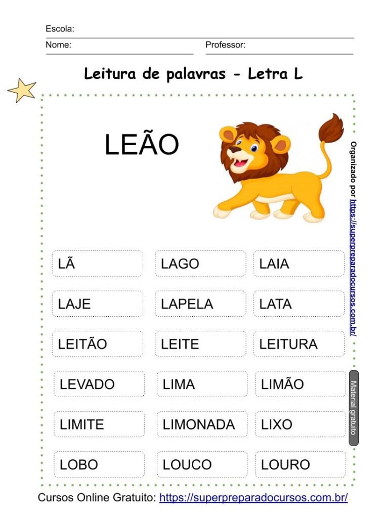 Ficha Leitura de Palavras – Super Exato